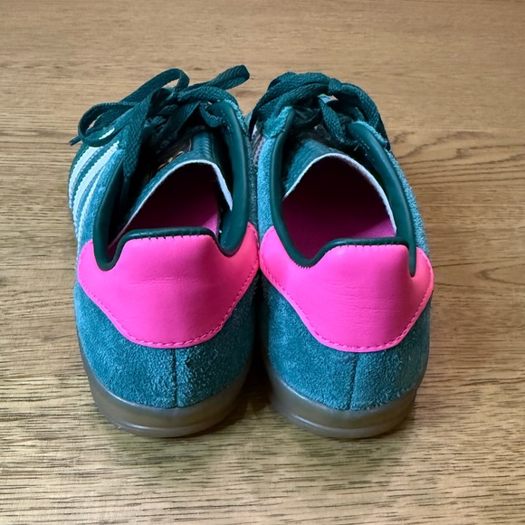 Adidas Gazelle Forest Green with Pink Suede Sneakers Gum Sole Size 6 - Picture 8 of 13